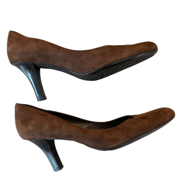 Salvador Ferragamo Vintage Brown Suede Slip on Heels Women’s Pumps Shoes Size 11 - Picture 3 of 7